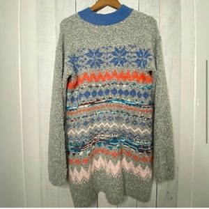 Free People Funfetti Fairisle Tunic Sweater Dress Size M